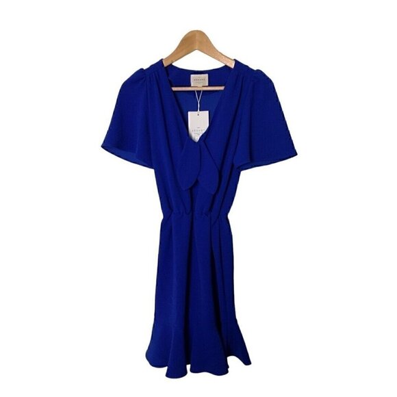 NWT Sezane Gigi Mini Dress Bright Blue 34 0843 - Picture 3 of 6